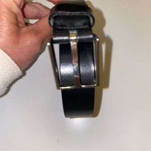 Ann Taylor Black Belt with Silver Buckle